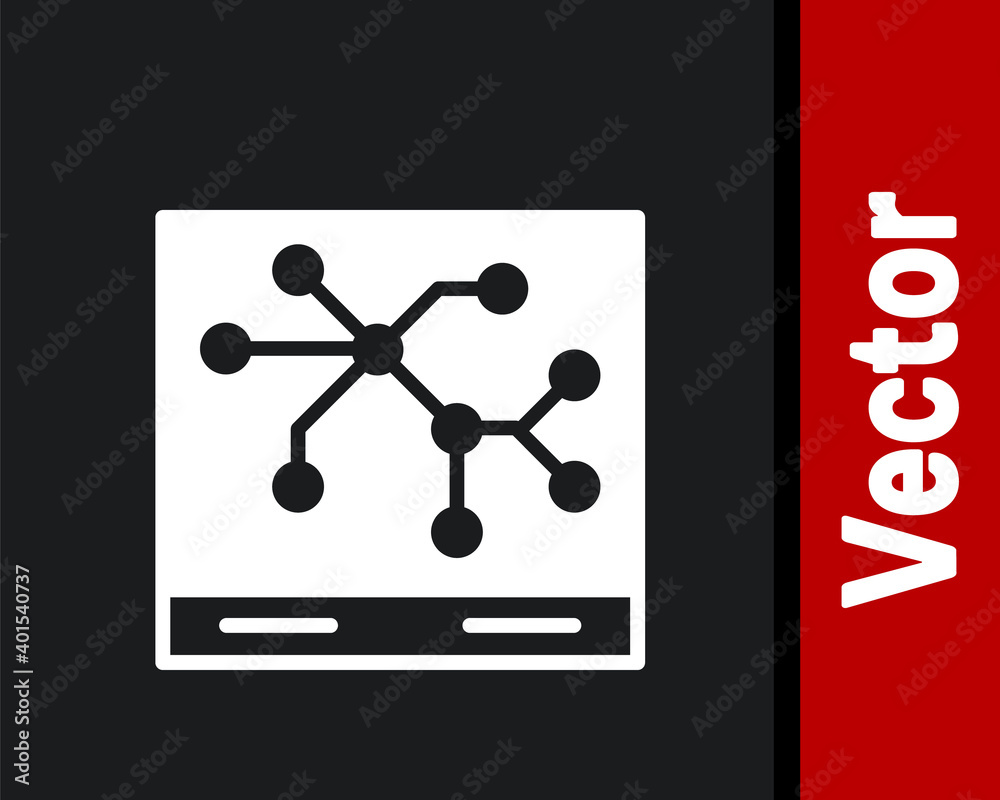 White Railway map icon isolated on black background. Vector. White Railway map icon isolated on black background. Vector.