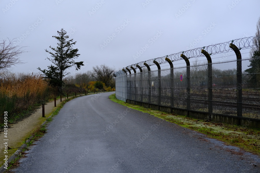 The fence of the coal-fired plant of Cordemais in the west of France.