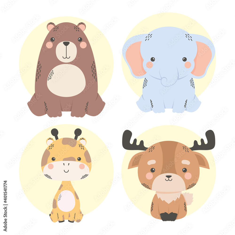 cute four animals comic characters cute four animals comic characters