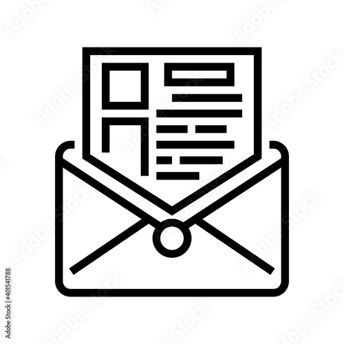 sending mail report line icon vector. sending mail report sign. isolated contour symbol black illustration