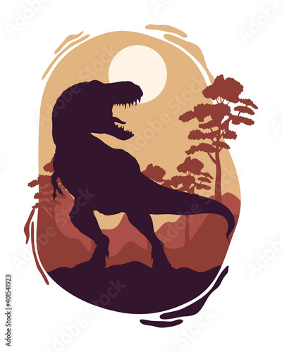 wild tyrannosaurus fauna silhouette scene photo