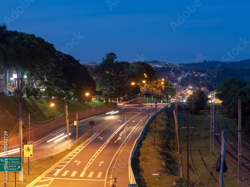 traffic on highway at night