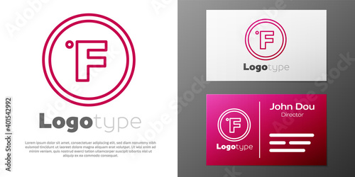Logotype line Fahrenheit icon isolated on white background. Logo design template element. Vector.