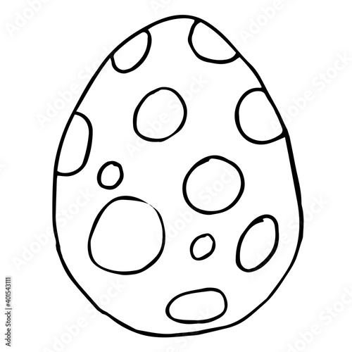 Spotted Easter Egg vector black and white line art. Catolic Easter symbol. For invitention, postcard, coloring book.