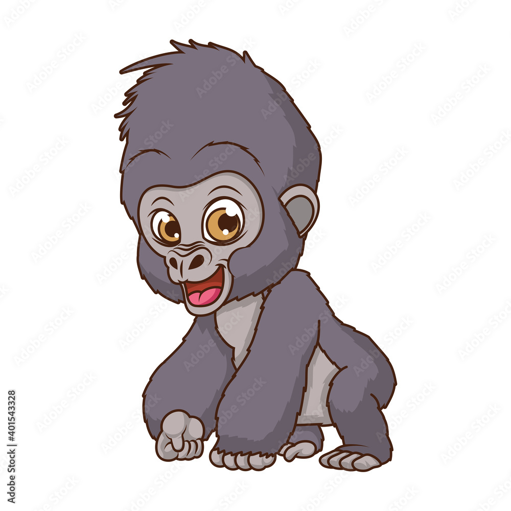 cute gorilla comic cartoon character
