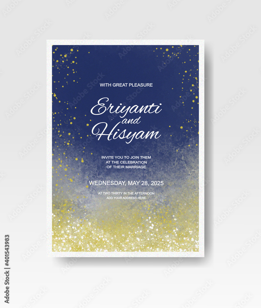 Naklejka premium Wedding invitation with abstract splash watercolor