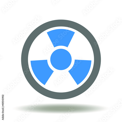Radioactive Symbol. Clean Eco Atomic Energy Sign. Danger ionizing, warning radiation illustration. Nuclear contamination toxic logo.