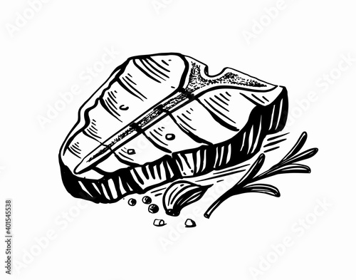 barbecue beef steak sketch style