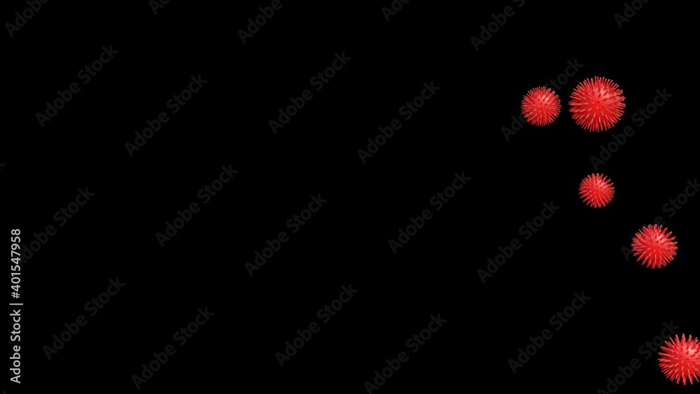 Kind of virus image.Virus concept.
Coronavirus,COVID-19,Influenza virus,Infection.
3D rendering animaton.
