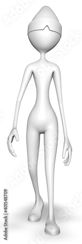 Man White Walk Headphones 3D Rendering