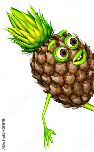 Pineapple Peeps Cartoon 3D Rendering