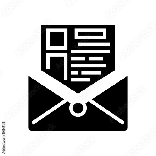 sending mail report glyph icon vector. sending mail report sign. isolated contour symbol black illustration