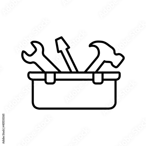 Toolbox construction tools line icon