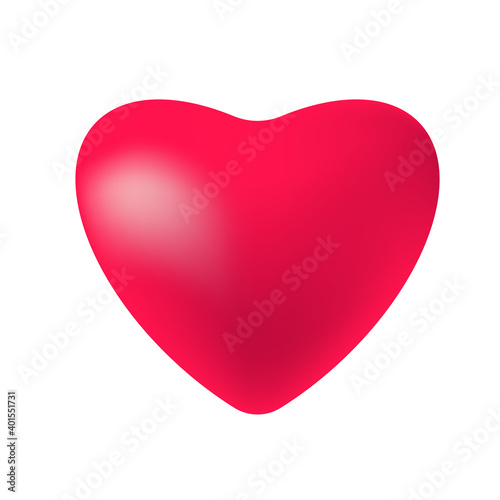 Red volumetric heart isolated on a white background. A beautiful symbol of love and romance. Valentine's Day.