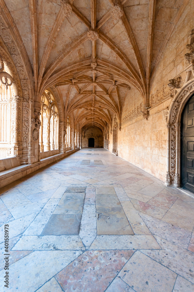 Monastero dos Jerónimos and its cloister and gothic style carvings, Lisbon - Portugal