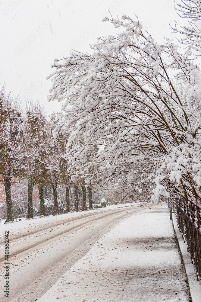 nevicata del 2 dicembre 2020 alla periferia di di Isola Dovarese