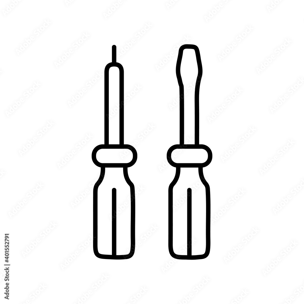 set of the screwdrivers tool line icon set of the screwdrivers tool line icon