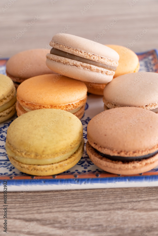Sweet French Macarons in different colors