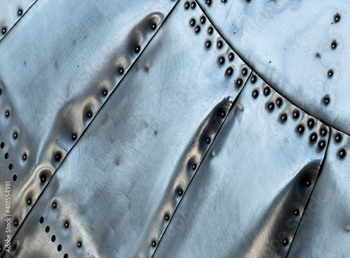 Detail of rivetted panel on vintage aeroplane 6171