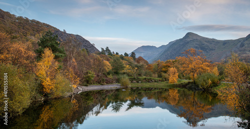 Placid reflections in North Wales lake 5366