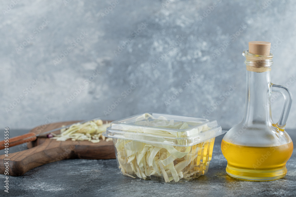 Obraz premium Dairy products assortment on wooden table chees and oil