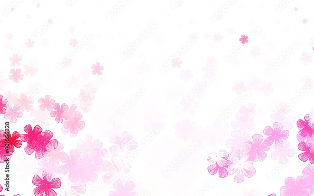 Light Pink vector doodle layout with flowers.