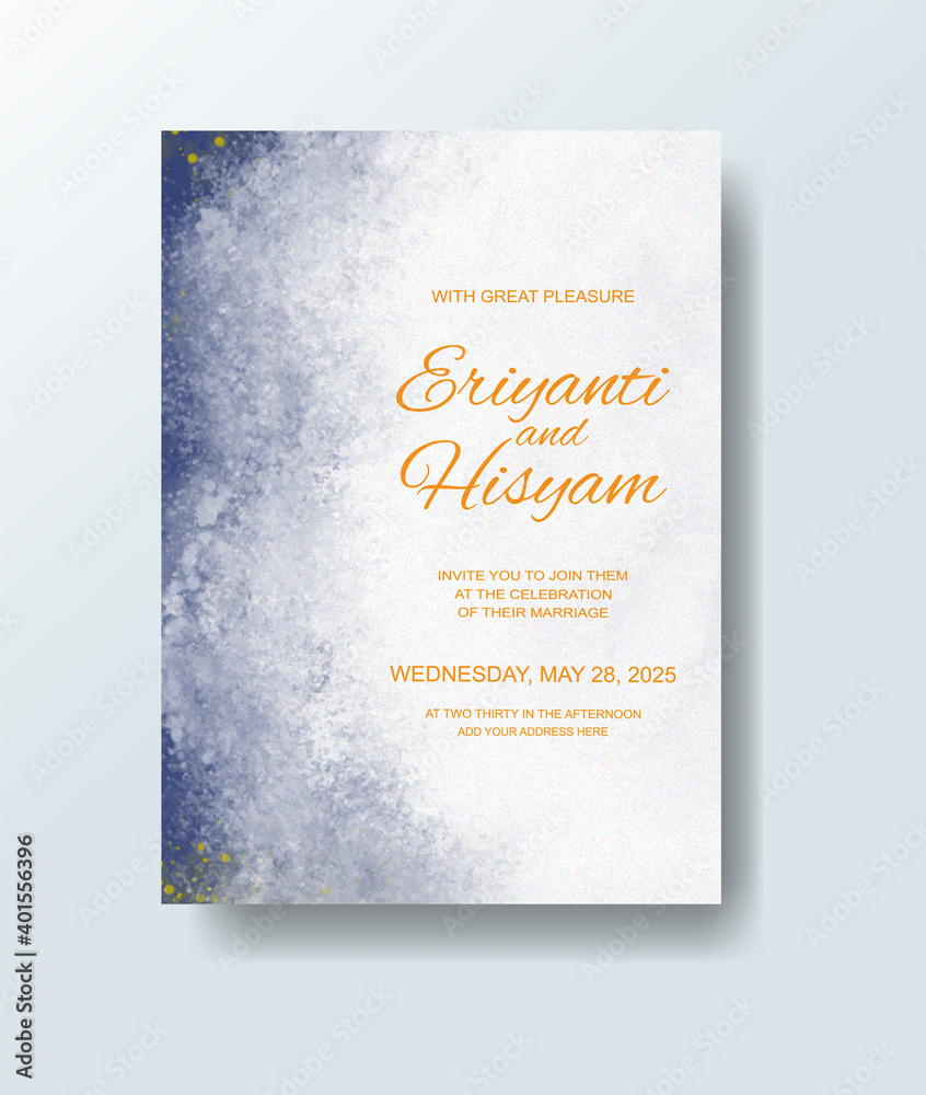 Wedding invitation with abstract splash watercolor