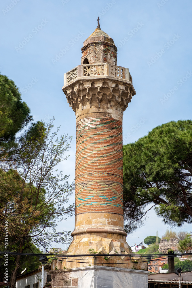 Seljuk minaret (Guduk Minare), Bergama, Izmir, Turkey Seljuk minaret (Guduk Minare), Bergama, Izmir, Turkey