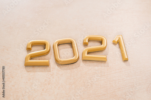 Golden 2021 number with happy new year