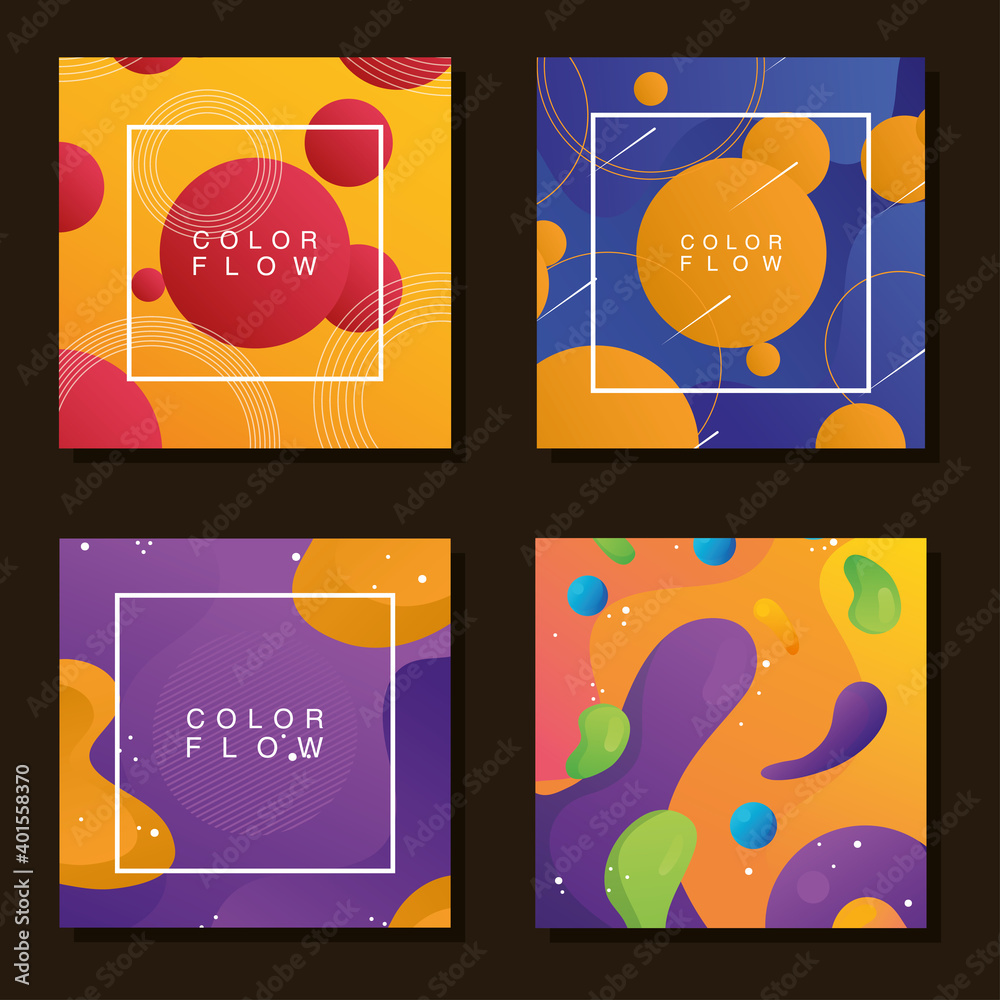 bundle of four vivid color flow backgrounds