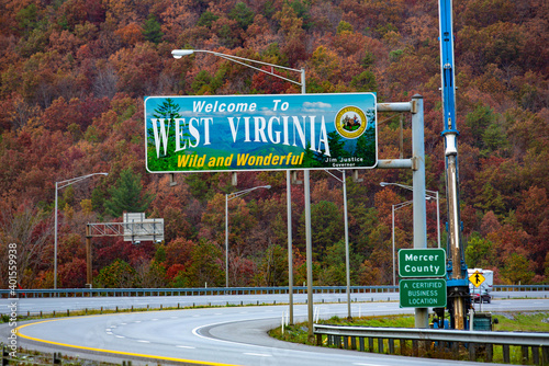 West Virginia Highway Welcome Sign