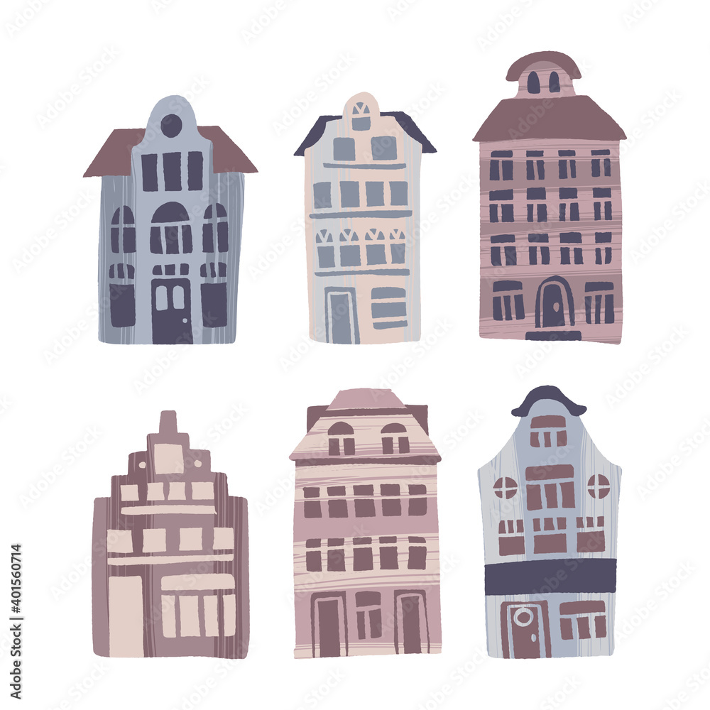 Little dutch houses. Traditional Netherlands Amsterdam style european architecture, old town.
