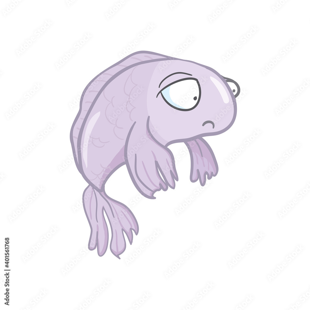 Fototapeta premium Vector aquarium fish silhouette illustration. Colorful cartoon flat aquarium fish icon for your design.