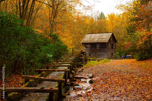 Mingus Mill in Autumn in Smoky Mountains National Park photo