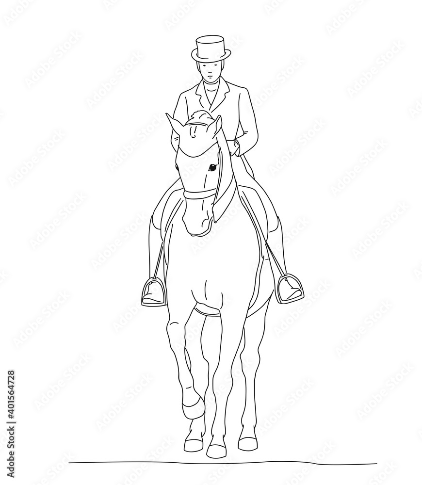 Dressage horse and young athlete in the test Dressage horse and young athlete in the test