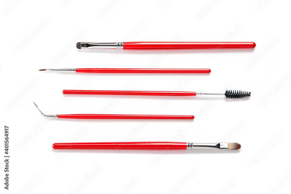 red makeup brushes on white, 5 makeup brushes red makeup brushes on white, 5 makeup brushes