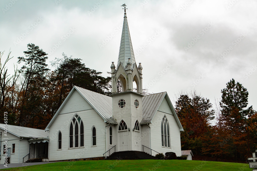 Little White Country Church in The Smoky Mountains
