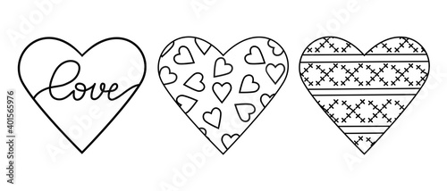 Heart shaped scrapbook template for Valentine's Day, Mom-day, wedding. Set. Vector illustration on isolated white background. Home decor
