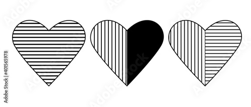 Heart shaped scrapbook template for Valentine's Day, Mom-day, wedding. Set. Vector illustration on isolated white background. Home decor