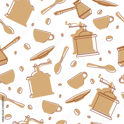 Seamless pattern of coffee utensils