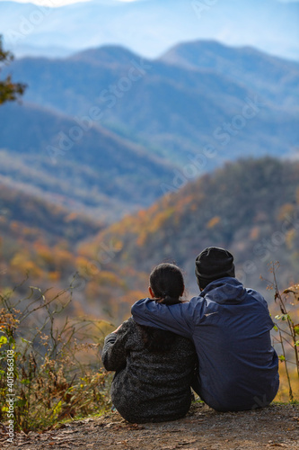 Couple Viewing Smoky Mountains Vertical