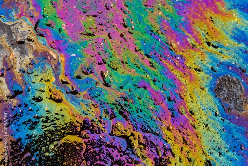 Canvas-taulu Colored oil stain on the asphalt