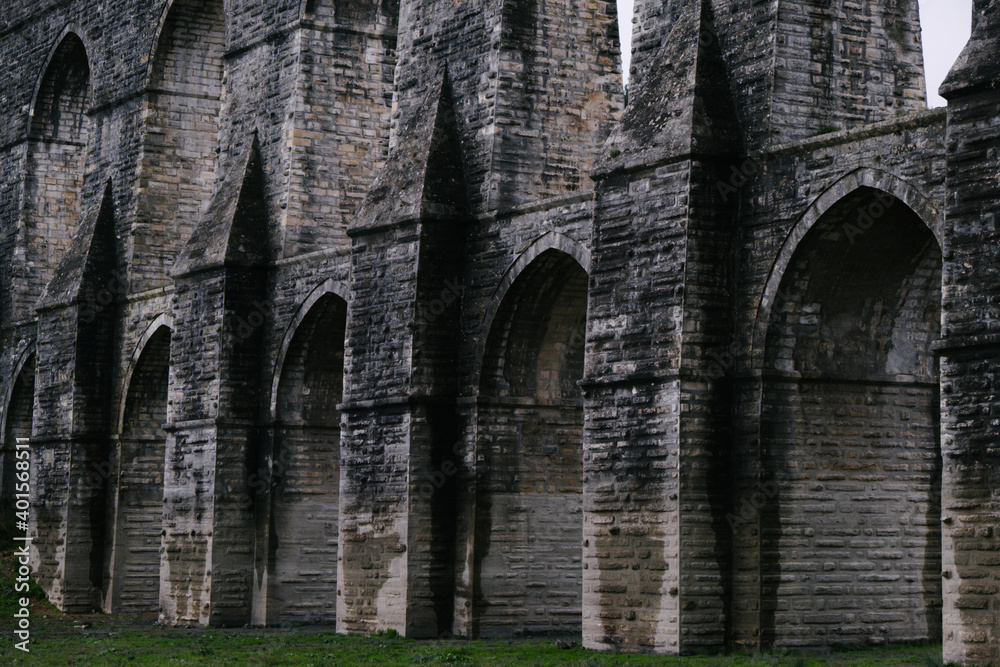 Stones and details of the historical aqueduct. It is one of the oldest aqueducts in Istanbul.
