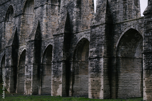Stones and details of the historical aqueduct. It is one of the oldest aqueducts in Istanbul. © osmanozeroz