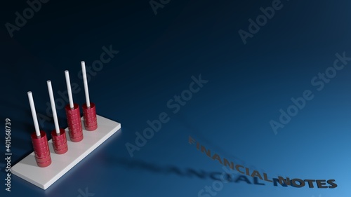 Blue backgrund with abacus for financial notes - 3D rendering illustration