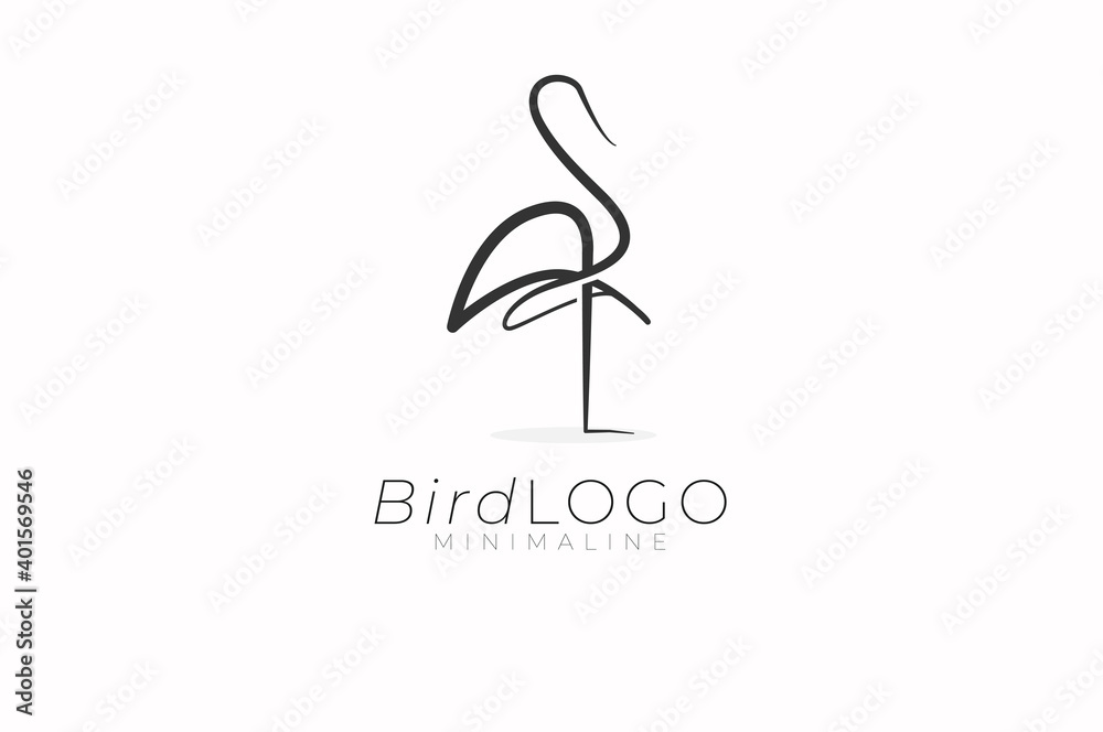 Abstract Bird Logo, minimal line stye bird isolated on white background, usable for business and fashion logo, flat design logo template, vector illustration Abstract Bird Logo, minimal line stye bird isolated on white background, usable for business and fashion logo, flat design logo template, vector illustration