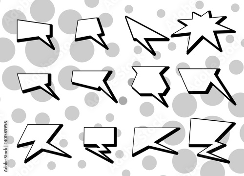 Variety of cartoon speech bubbles on background. Vector Illustration