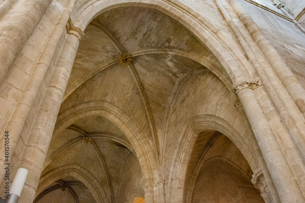 Vaults of The Gothic Cathedral of Huesca, Aragon, Spain