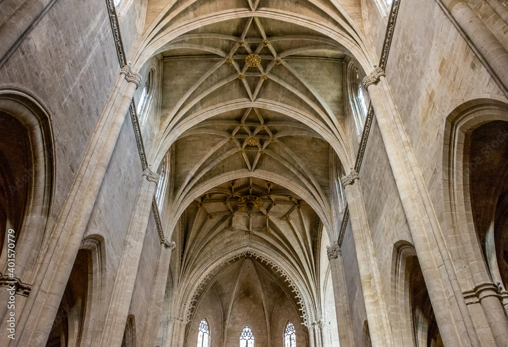Vaults of The Gothic Cathedral of Huesca, Aragon, Spain