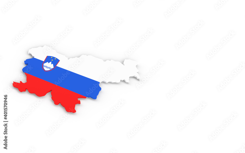 Fototapeta premium Map of Slovenia with Slovenia flag 3D rendering